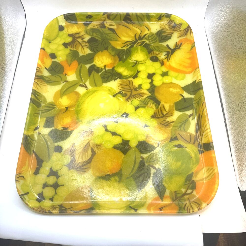Vintage Floral Serving/Dining/Picnic Trays Fiberglass 1960’s